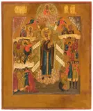 Russisch, 19.Jh by Gottesmutter Freude aller Leidenden, tempera, sold Dec 2020