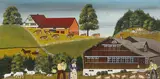 Bauernhaus mit Schweinen by Albert Manser, oil on board, sold Dec 2020