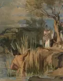 Odysseus und Nausikaa by Barthélemy Menn, oil, sold Dec 2020