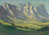 Blick auf die Dent de Ruth und Dent de Savigny by Louis Vonlanthen, oil on canvas, sold Dec 2020