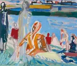 Badende", um 1956 by Max Gubler, oil on canvas, sold Dec 2020