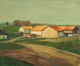 Fermes", 1976 by Albert Schnyder, oil on canvas, sold Dec 2020