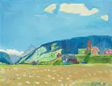 Alptal ob Trachslau", 1975 by Albert Pfister, oil on canvas, sold Dec 2020