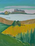 Blick gegen Rapperswil von Feldbach her, 1976 by Albert Pfister, oil on canvas, sold Dec 2020