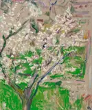 Blühendes Zwetschgenbäumli", 2008 by Karl Landolt, oil on canvas, sold Dec 2020