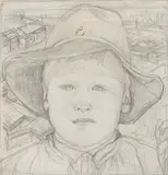 Garçon au chapeau by Ernest Bieler, pencil, sold Dec 2020