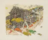 Stall im Bündnerland by Alois Carigiet, 1972, color lithograph, sold Dec 2020