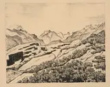 Frühling in den Engadiner Bergen by Giovanni Giacometti, 1931, lithograph, sold Dec 2020