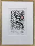 Suite a Deux III (with Pierre Alechinsky) by Karel Christiaan Appel, 1978, etching in colors, sold Nov 2022