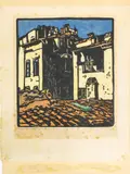 Over the Housetops by William S. Rice, woodblock print in colors, sold Nov 2022