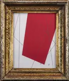 Abstract with Red by John Mayberry, mixed media on paper, sold Nov 2022