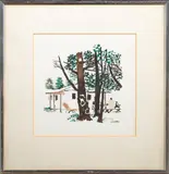 Backyard View by Dong Kingman, watercolor on paper, sold Nov 2022