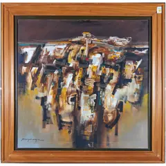 Untitled (Abstract) by Paco Gorospie, oil on canvas, sold Nov 2022