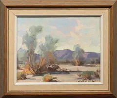 Smoke Trees by Wilton McCoy, 1966, oil on artist board, sold Nov 2022