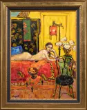 Pose with Red Lantern by Jae Dougall, oil on board, sold Nov 2022