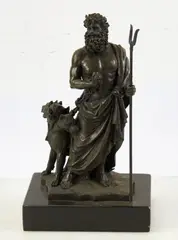 and Cerberus by Bronze sculpture of Hades, marble base, sold Jan 2026