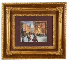 winter street scene by Everett Shinn, watercolor/gouache, sold Jan 2026