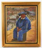 Breton man dockside by Joseph Margulies, oil on canvas, sold Jan 2026