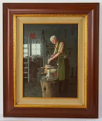 blacksmith by Eugene Schmidt, oil on canvas, sold Jan 2026