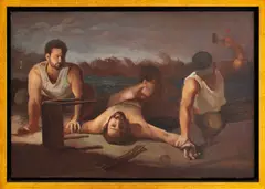 Study for Lower Panel of "Musica Proibita" Diptych by Vincent Desiderio, Oil on Board, sold Aug 2024