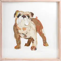 Bulldog Standing by Peter Clark, 2008, Collage, sold Aug 2024