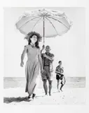 Pablo Picasso and Francoise Gilot on the Beach by Robert Capa, 1948, Gelatin Silver Print, sold Oct 2024
