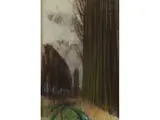 Waldweg Zwischen Pappeln und Hochragenden Stämmen by Lesser Ury, pastel, sold Mar 2022