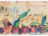Fensterbank mit Topfpflanzen by Philipp Bauknecht, watercolor, sold Jun 2026