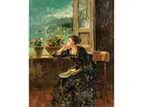 Sitzende Junge Frau am Fenster by Vincenzo Irolli, oil on canvas, offered Mar 2026