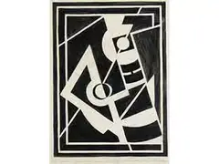Komposition by Thorvald Hellesen, ink, sold Apr 2016