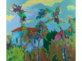 Blick vom Weinberg auf das Blaue Haus by Heinrich Steiner, oil on canvas, sold Mar 2025