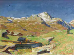 Frühling in den Alpen by Erich Erler, oil on canvas, sold Dec 2024
