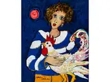 Marin au coq by Alain de Bouvier de Cachard Raya-Sorkine, geb. 1936 Paris, mixed media, sold Dec 2016