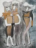 Paar und Einzelner by Hans Krüsi, mixed media, sold Dec 2020