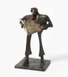 Zeitungsleser by Kurt Laurenz Metzler, 1994, bronze, sold Dec 2020