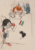 Kinder bei den Aufgaben by Varlin, color lithograph, sold Dec 2020