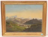 Blick auf Brig, gegen Simplon und Wasenhorn, 1867 by Jakob Eggli, oil on paper, sold Dec 2020