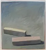 Klötze", 1994 by Bendicht Fivian, oil, sold Dec 2020