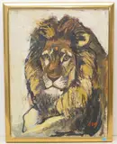 Ruhender Löwe by Fritz Hug, oil, sold Dec 2020