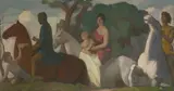 Reitergruppe, 1922 by Hermann Meyer, oil on canvas, sold Dec 2020
