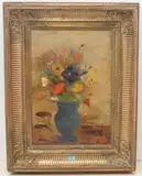 Blumenstillleben in blauer Vase by Margherita Osswald-Toppi, oil on board, sold Dec 2020
