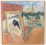 Maquillage à St. Malo", 1994 by Marco Richterich, oil on canvas, sold Dec 2020