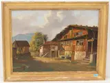 Nidwaldner Bauernhaus by Jakob Josef Zelger, oil on panel, offered Dec 2020