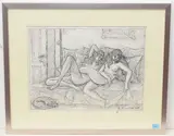 Zwei Akte by Emile Chambon, 1967, ink, offered Dec 2020