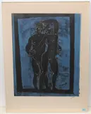 Paar auf blauem Grund by Hans Erni, 1969, color lithograph, sold Dec 2020