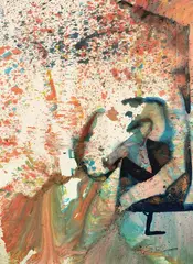 Bottle crash by Shôzô Shimamoto, 1998, oil, sold Sep 2020