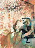 Bottle crash by Shôzô Shimamoto, 1998, oil, sold Sep 2020