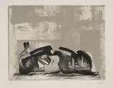 Reclining figure interior setting I by Henry Moore, 1977, color lithograph, offered Sep 2020