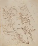 Schlafender Amor (recto) / Grablegung Christi (verso) by Genua, 2. Hälfte 16.Jh., pen and ink, sold Sep 2020