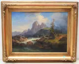 zugeschrieben Alpine Landschaft by Georg Geyer, oil on board, offered Sep 2020